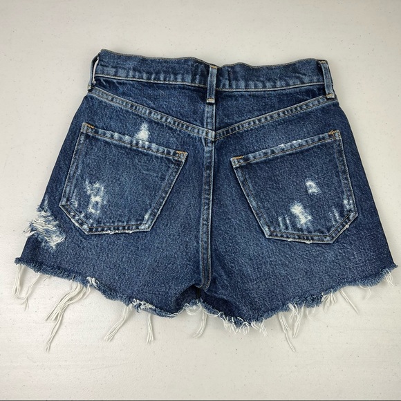 Agolde Jaden High Rise Cut off Shorts Size 23 Distressed Button Fly Heartbreaker - Picture 2 of 7